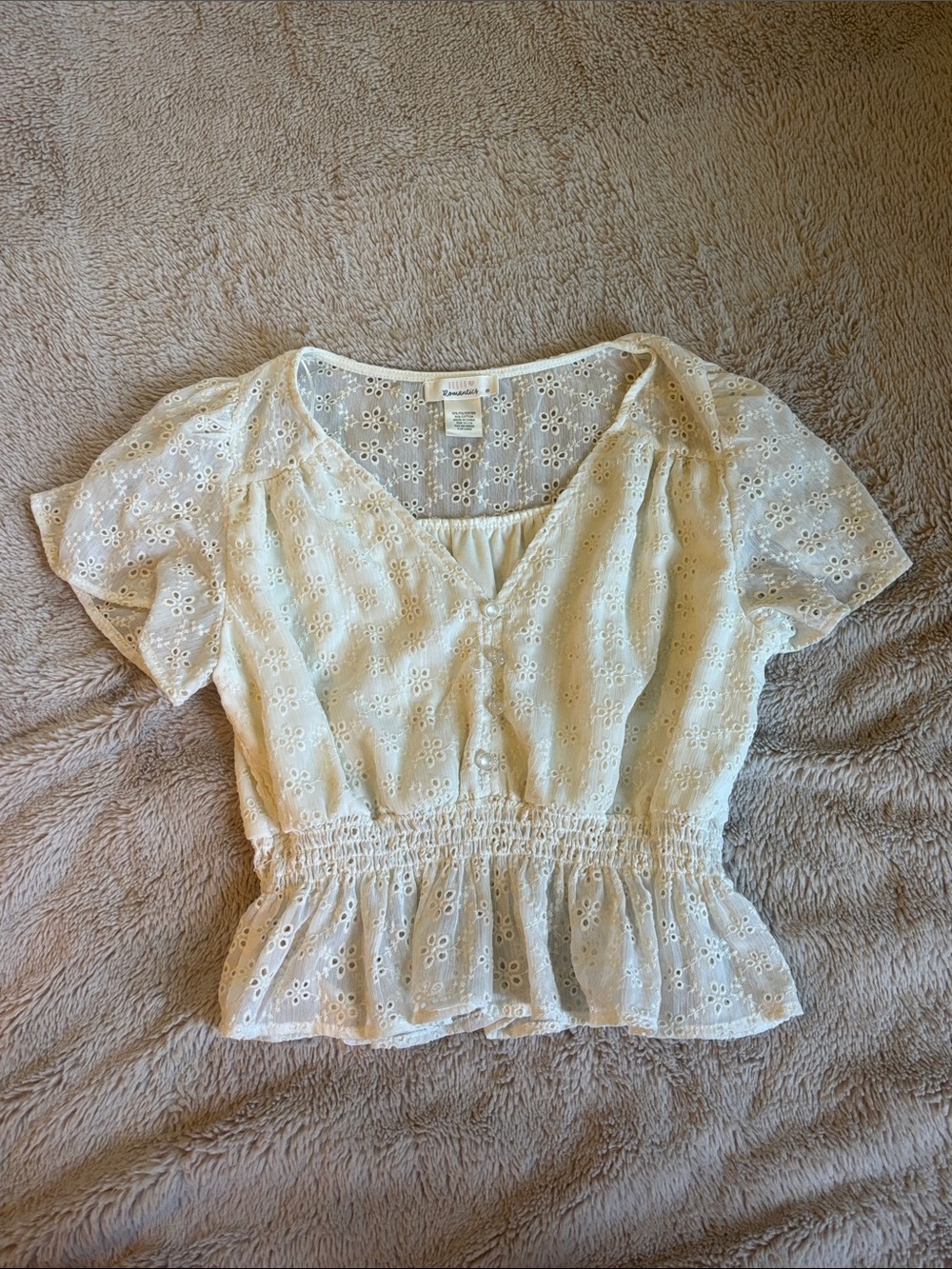 URBAN Romantics Cream Eyelet Peplum Blouse